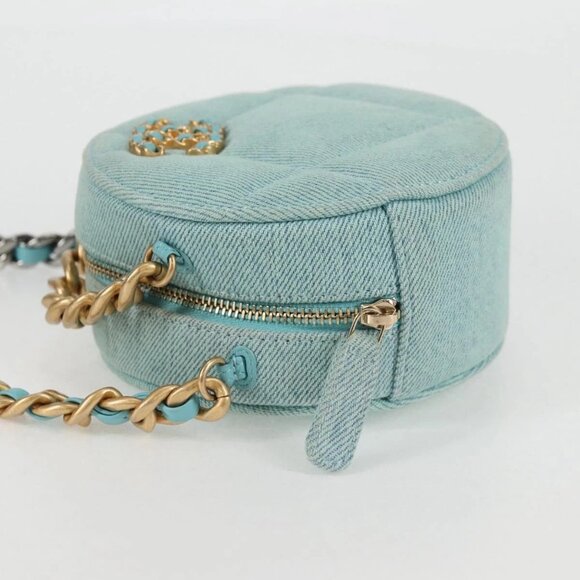 CHANEL Chain Shoulder Bag Denim Blue Gold CC Auth 118918M - Picture 6 of 16